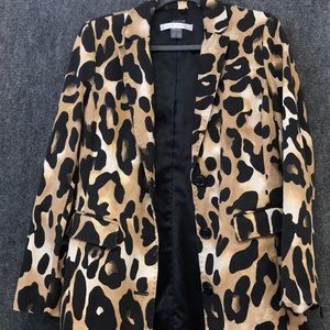 PETER NYGARD Size Small Cheetah Leopard Print Coat with Pockets, Black Lining